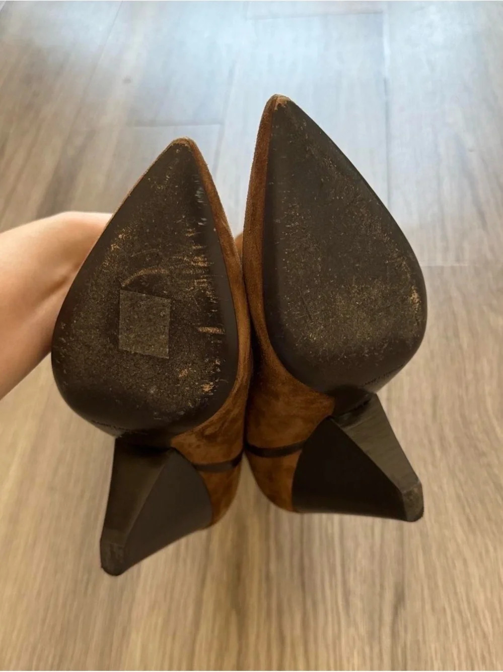 SOLD - Saint Laurent Brown Suede Pointed Ankle Boots